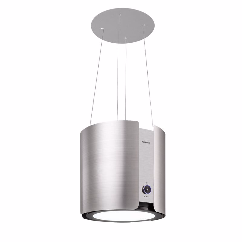 Klarstein Skyfall, digestor, 45 cm, ostrovčekový, 402 m³/h, LED, nehrdzavejúca oceľ, strieborný