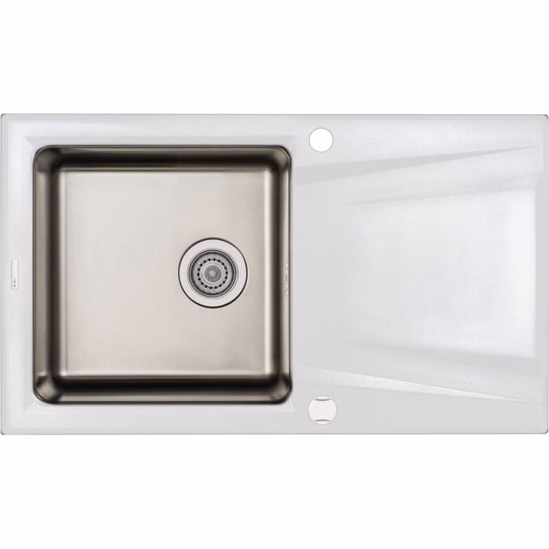 DEANTE DEANTE - Prime alabaster - Granitovo - oceľový drez, 1 - bowl s odkvapkávačom ZSR_A113