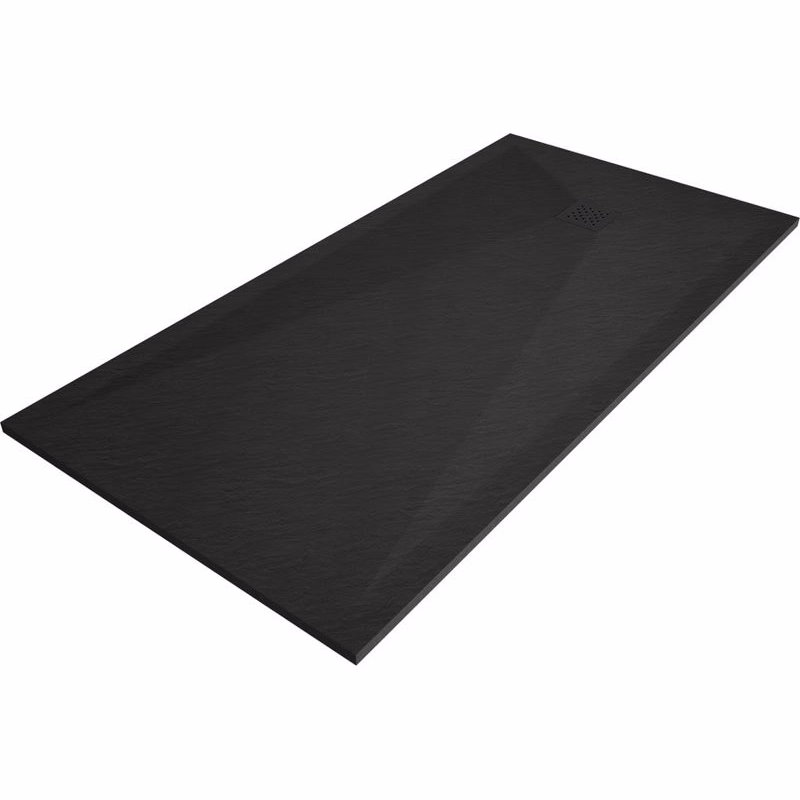 MEXEN/S - Stone+ obdĺžniková sprchová vanička 200 x 100, čierna, mriežka čierna 44701020-B