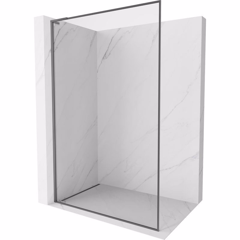 MEXEN/S - Kyoto-F L Sprchová zástena WALK-IN s rámom 75 x 202, transparent 8 mm, grafit metal 800-075-174-95-00