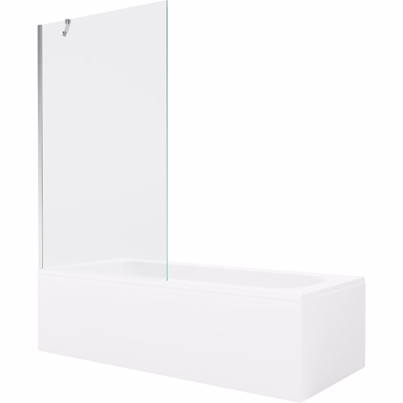MEXEN/S - Vega obdĺžniková vaňa 160 x 70 cm s panelom + vaňová zástena 100, transparent, chróm 550116070X9510000001