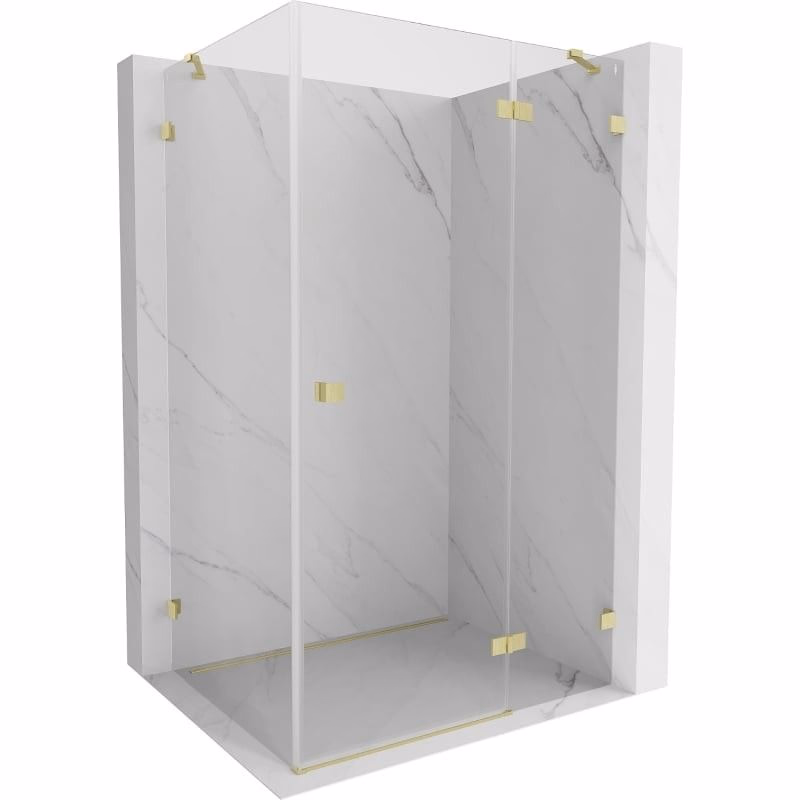MEXEN/S - Lunar sprchovací kút dvere krídlové pravá 85 x 80, transparent, zlato kartáčovaná 834-085-080-55-00-P