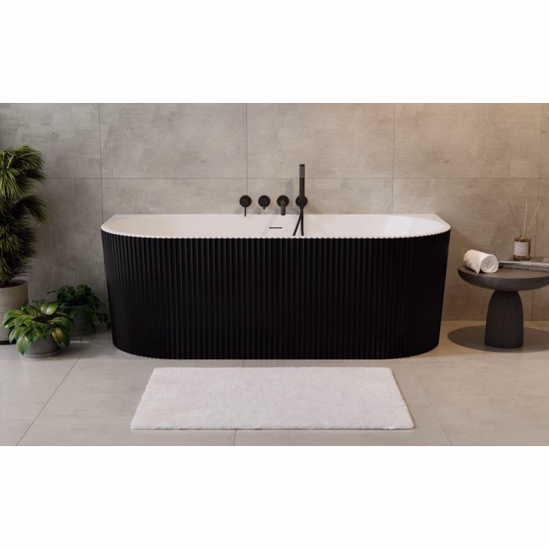 BESCO - Voľne stojaca vaňa LEYA čierna/biela, sifón so štrbinovým prepadom - Farba - Čierna / biela, Farba sifónu - Chróm, Rozmer vane - 170 × 78 cm VANLEY170BWN