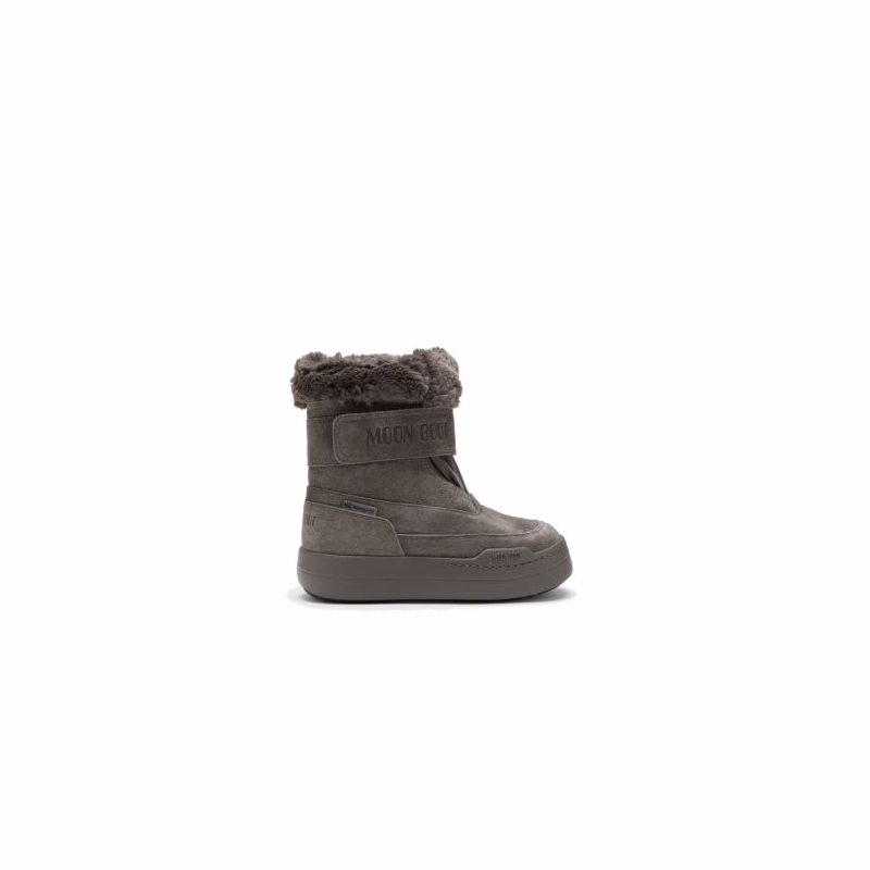Juniorské vysoké zimné topánky MOON BOOT MB JR PARK STRAP BOOT SUEDE-JR-H005 ANTHRACITE