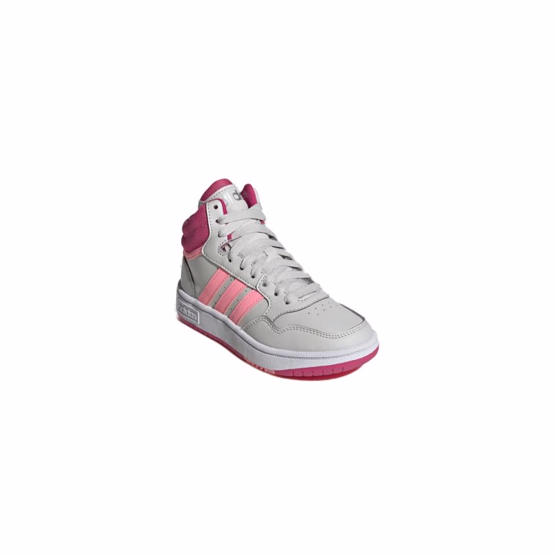 Dievčenská rekreačná obuv ADIDAS Hoops 3.0 Mid K grey one beam pink team real magenta