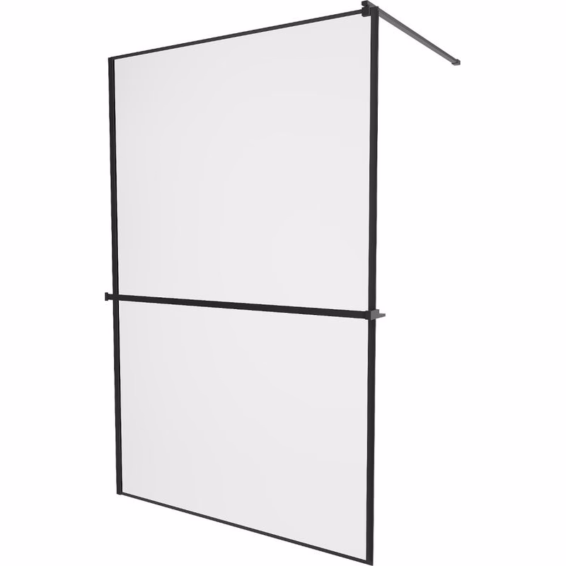 MEXEN/S - KIOTO Sprchová zástena WALK-IN s poličkou a držiakom uterákov 70 x 200, transparent/čierna 8 mm, čierna 800-070-121-70-70