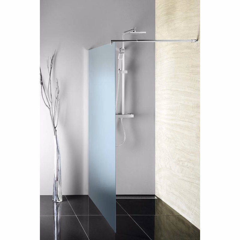 AQUALINE - WALK-IN stena na inštaláciu na múr so vzperou, jednodielna, 1200x1900, sklo Brick WI120