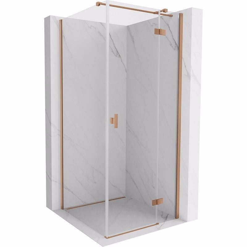 MEXEN/S - Mist HT sprchovací kút dvere krídlové pravá 70 x 70, transparent, meď kartáčovaná 8A5T-070-070-65-00-P