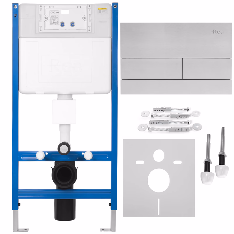 REA/S - Podomietkový WC systém K011A-Q + tlačidlá T Brush Steel KPL-E0057