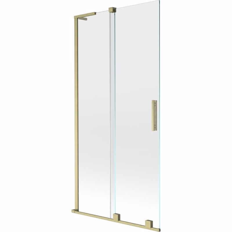 MEXEN/S - Velar L dvojkrídlová posuvná vaňová zástena 95 x 150, transparent, zlatá kartáčovaná 896-095-003-01-55