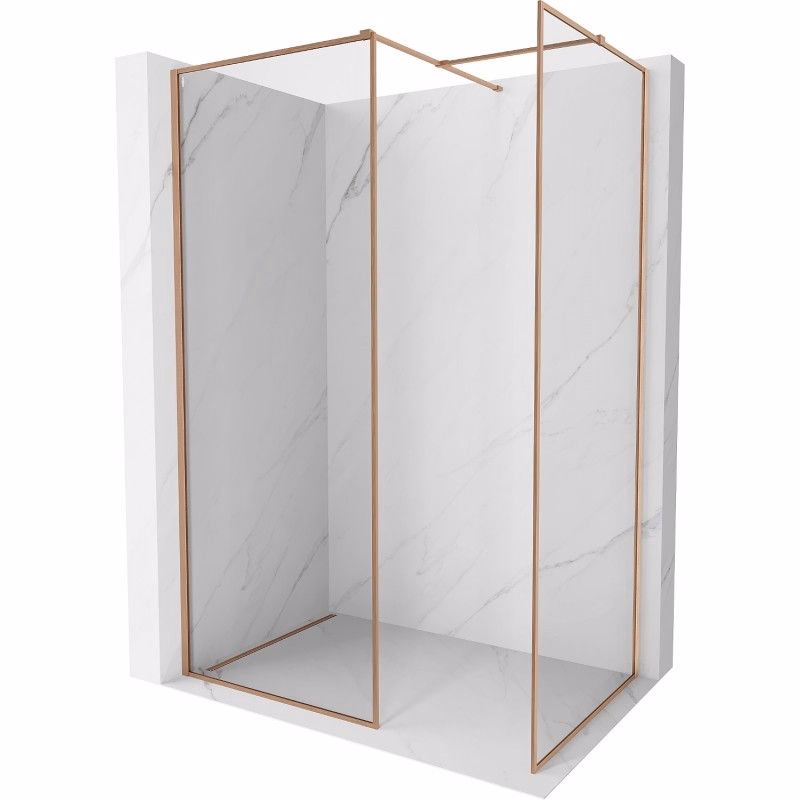 MEXEN/S - Kyoto-F Sprchová zástena WALK-IN s rámom 115 x 80, transparent 8 mm, meď kartáčovaná 800-115-202-04-65-080