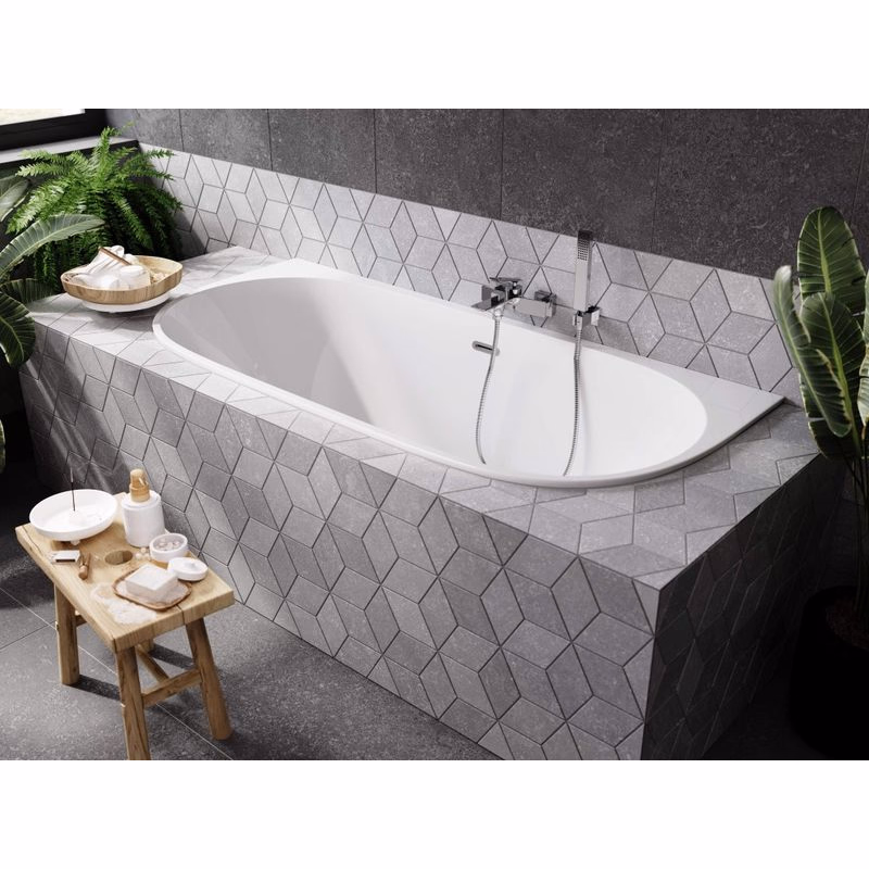 BESCO - Asymetrická vaňa VICA SLIM+ biela, sifón so štrbinovým prepadom - Farba sifónu - Biela, Nožičky k vani - Bez nožičiek, Rozmer vane - 170 × 80 cm VANVIC170SLIMW