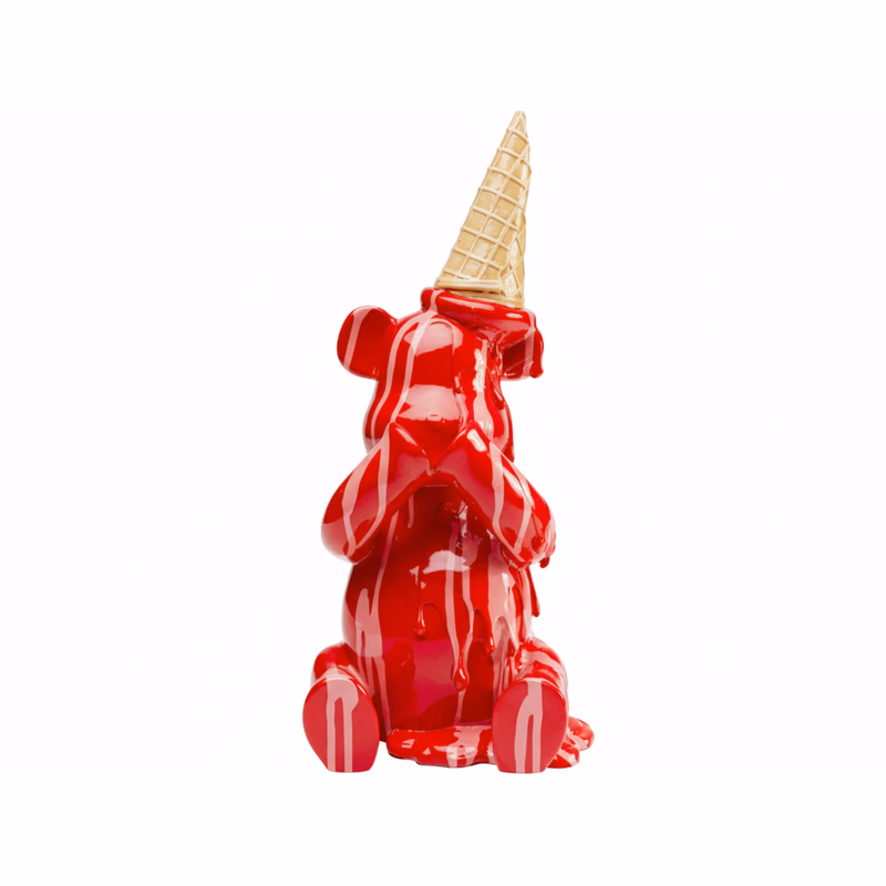 Sitting Gelato Bear dekoračná figúrka 37 cm červená