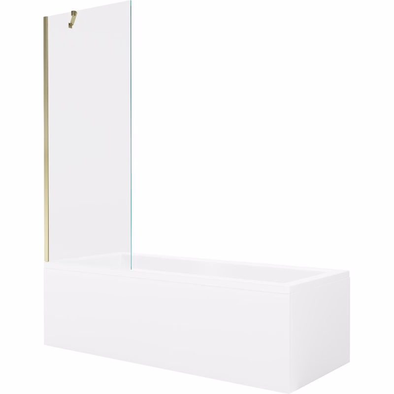 MEXEN/S - Cubik obdĺžniková vaňa 150 x 70 cm s panelom + vaňová zástena 70, transparent, zlatá 550315070X9507000050
