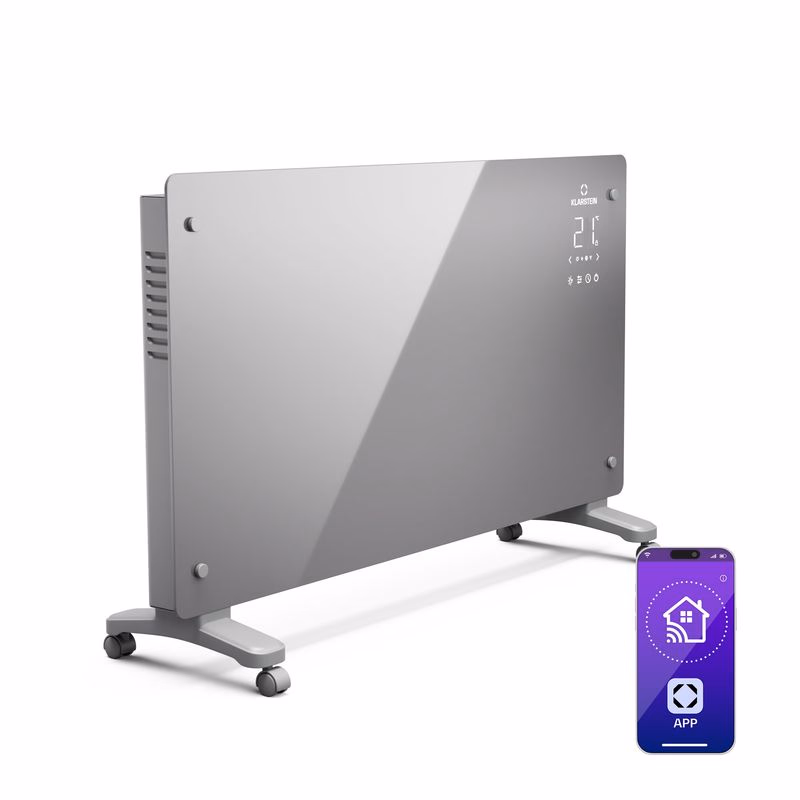 Klarstein Bansin Crystal Smart Konvektor 2500, 2500 W, Aplikácia, 5- 50 °C, LED displej, Dotykový displej
