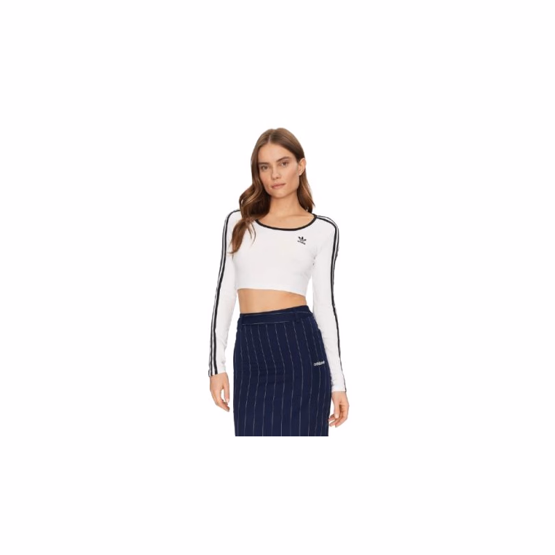 Dámske tričko s dlhým rukávom ADIDAS ORIGINALS 3S LS CROP-WHITE