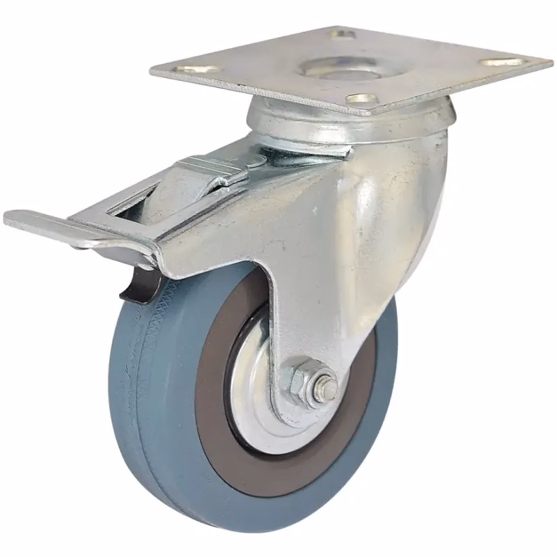 Otočné pojazdné koliesko s brzdou 50 mm/40 kg montážna doska, sivá guma
