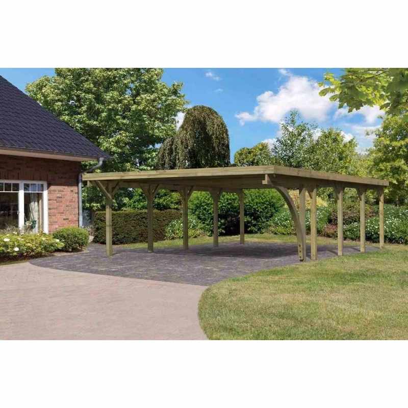 Drevený prístrešok / carport CLASSIC 3B s plechmi Lanitplast