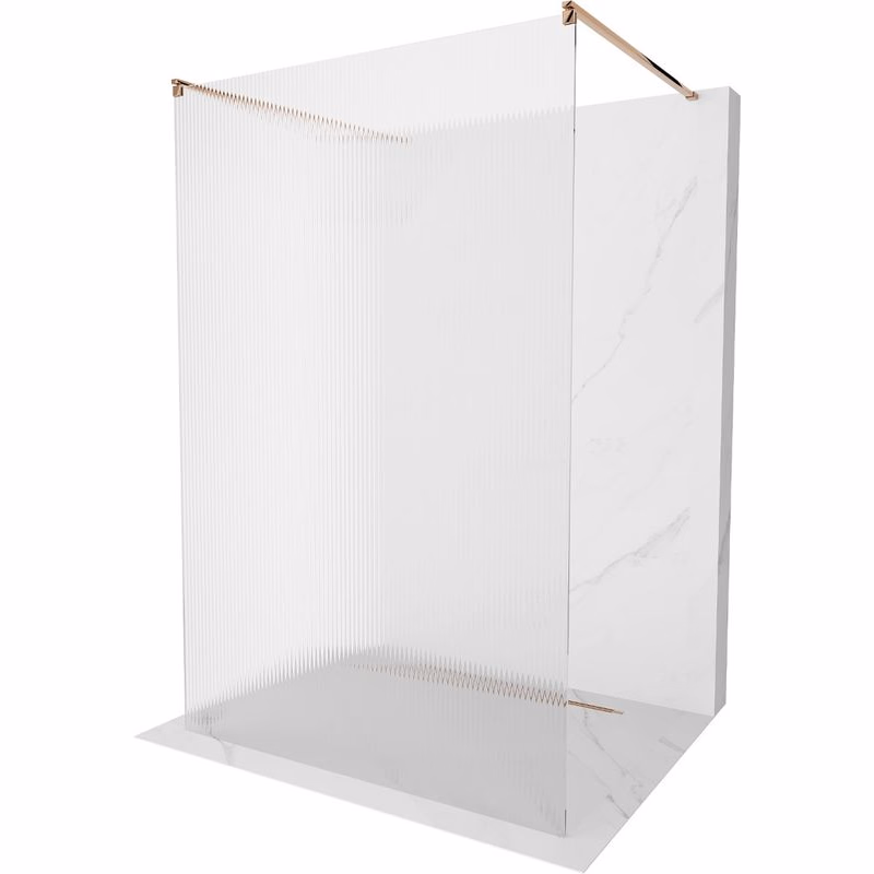 MEXEN/S - Kioto Sprchová zástena WALK-IN voľne stojaca 110 x 200, prúžky 8 mm, růžové zlato 800-110-002-60-09