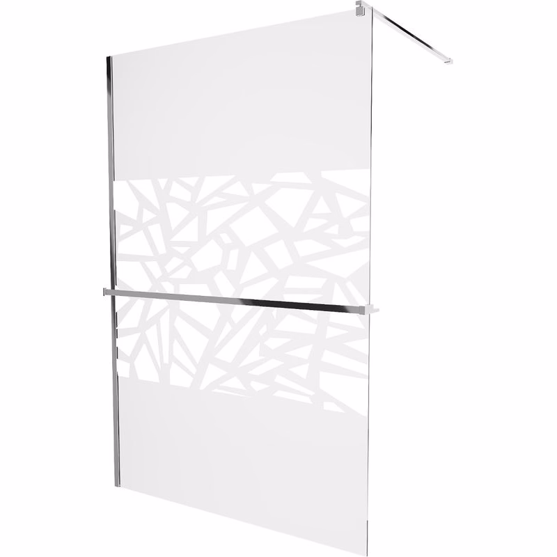 MEXEN/S - KIOTO Sprchová zástena WALK-IN s poličkou a držiakom uterákov 70 x 200, transparent/biely dekor 8 mm, chróm 800-070-121-01-85