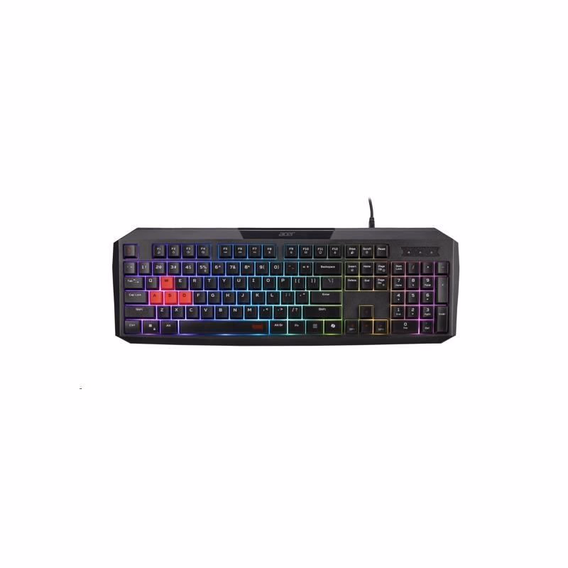ACER Nitro Gaming Keyboard 100, Membrane Switch, 26 Anti-ghosting klávesov, životnosť 3 mil. stiskov, 7 zón RGB podsviec
