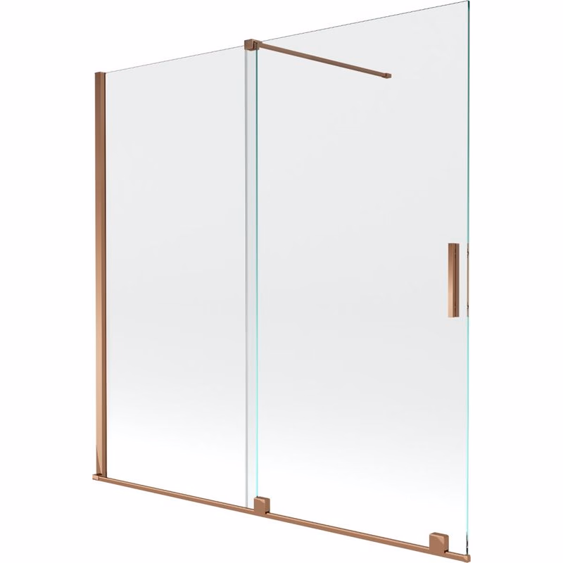 MEXEN/S - Velar Dvojkrídlová posuvná vaňová zástena 160 x 150, transparent, růžové zlato 896-160-000-01-60