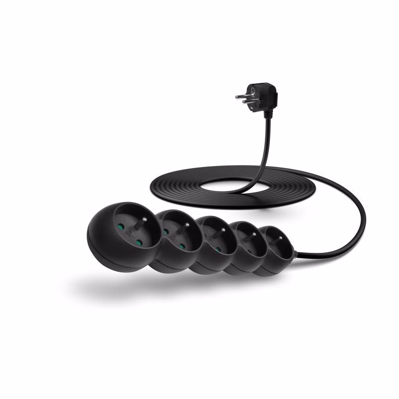 CONNECT IT predlžovací kábel 230 V, 5 zásuviek, 5 m, bez vypínača (čierny)