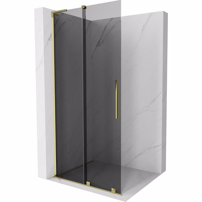 MEXEN/S - Velar L Sprchová zástena posuvná Walk-in 90 x 200, grafit 8 mm, zlato 871-090-003-43-50