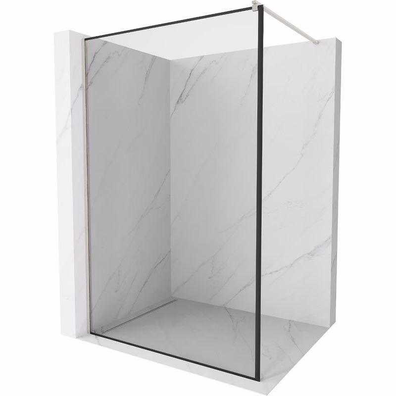 MEXEN/S - Kioto Sprchová zástena WALK-IN 110 x 200, čierny vzor 8 mm, nikel kefovaná 800-110-101-97-70