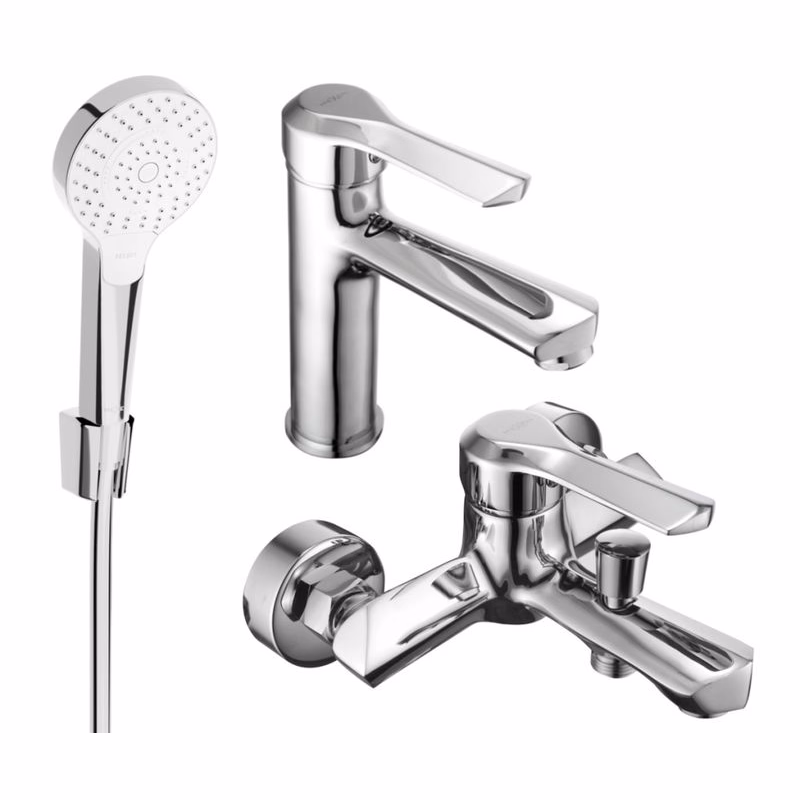 MEXEN/S - Saber R05 Set umývadlové a vaňové batérie s príslušenstvom, chróm 72103R05-00