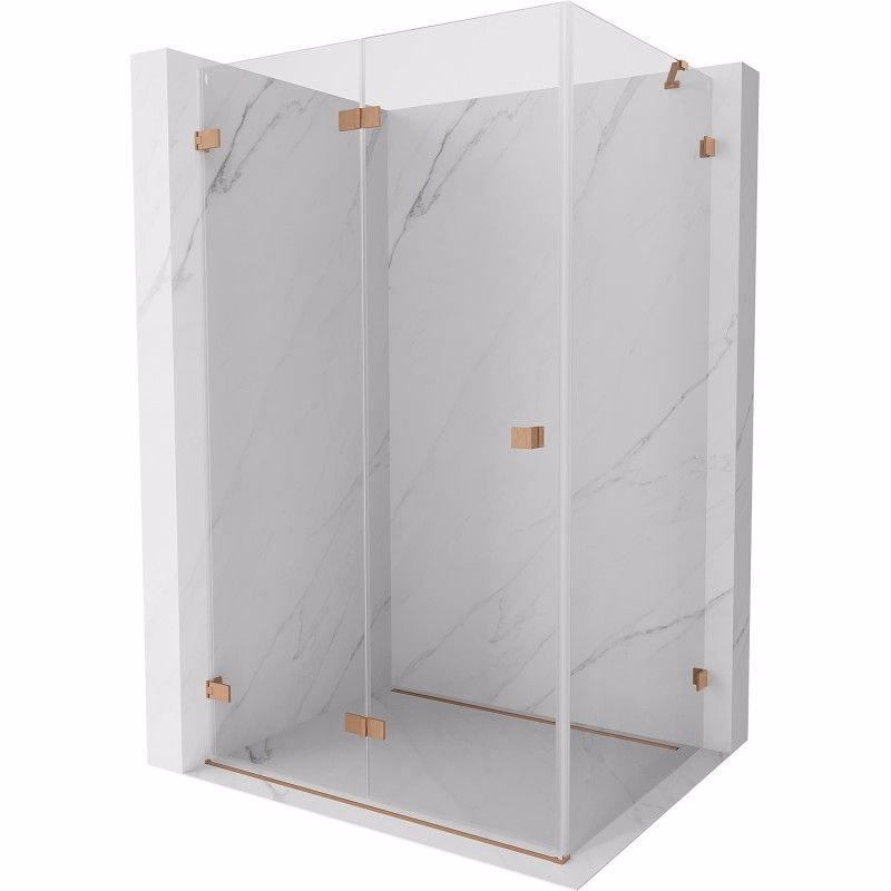 MEXEN/S - Lunar-F sprchovací kút skladacie dvere ľavá 90 x 80, transparent, měď kartáčovaná 836-090-080-65-00-L