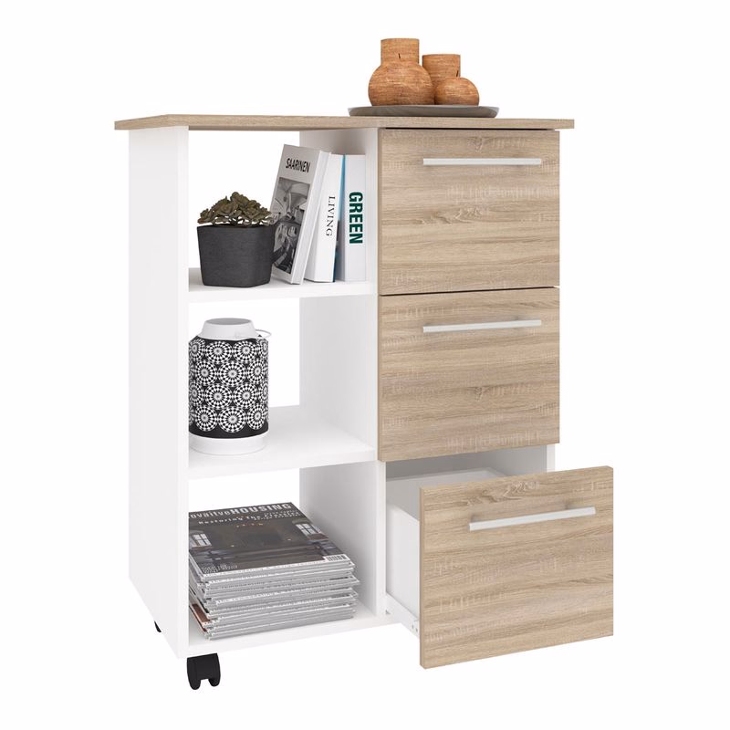 Kuchynský vozík na kolieskach Esilo, 68 cm, dub sonoma