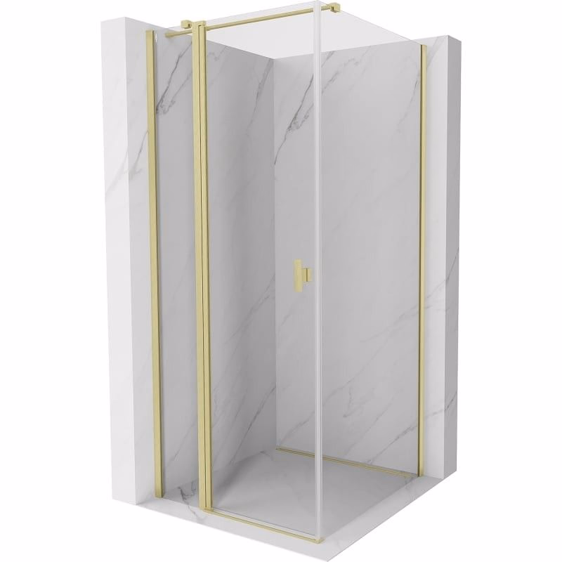 MEXEN/S - Mist T sprchovací kút dvere krídlové 80 x 80, transparent, zlato kartáčovaná 8A4T-080-080-55-00