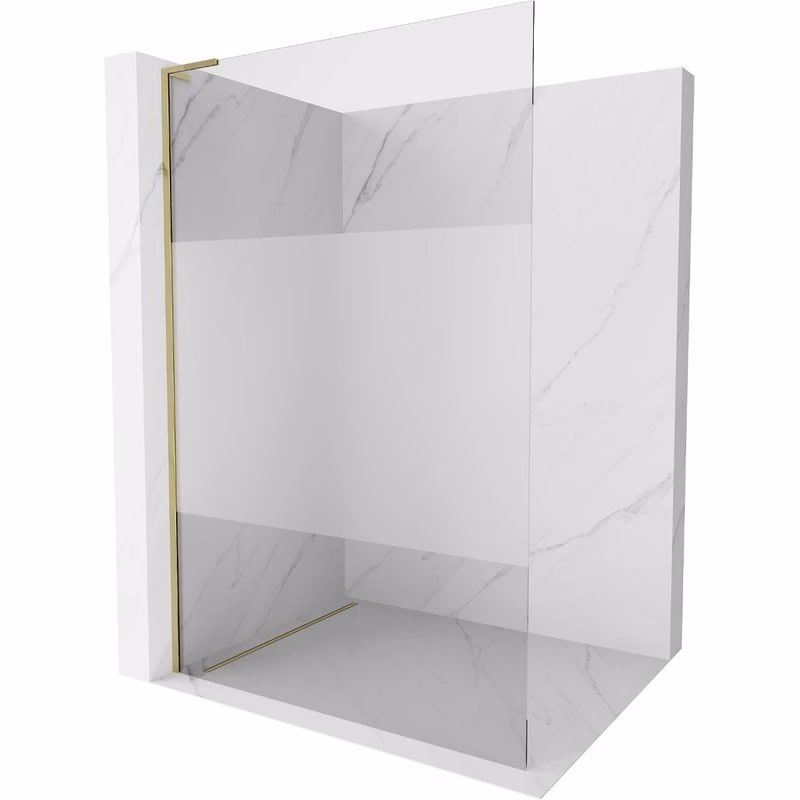 MEXEN/S - Kioto L Sprchová zástena WALK-IN 90 x 200, transparent/dekor, zlatá 800-090-103-50-35