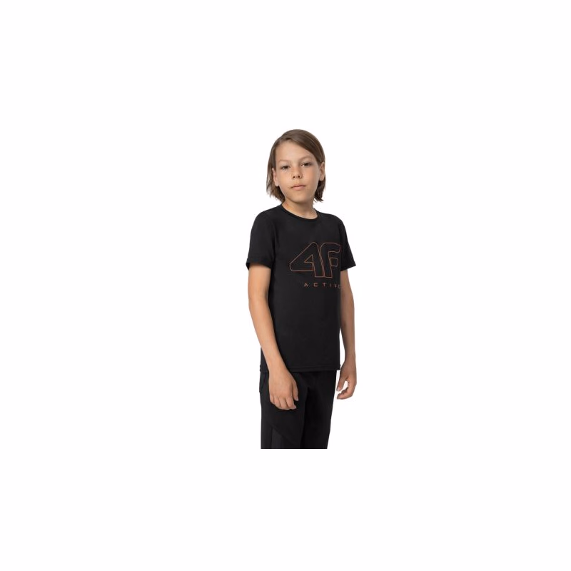 Chlapčenské tréningové tričko s krátkym rukávom 4F JUNIOR TSHIRT FNK M166-20S-DEEP BLACK