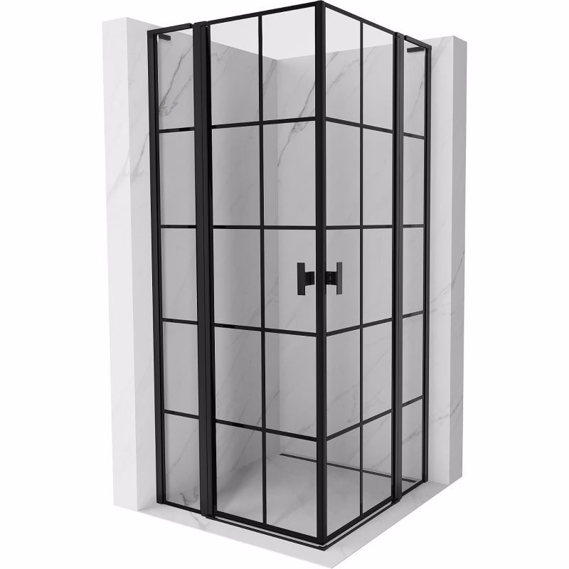 MEXEN/S - Mist L Duo sprchovací kút dvere krídlové 120 x 120, čierna dekor, čierna 8A4L-120L-120P-70-77
