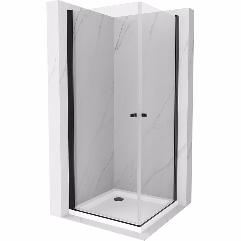 MEXEN/S - Pretoria Duo sprchovací kút 90x90, transparent, čierna + sprchová vanička vrátane sifónu 852-090-090-70-02-4010B