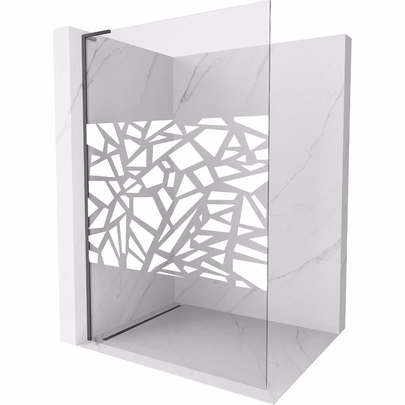 MEXEN/S - Kioto L Sprchová zástena WALK-IN 120 x 200, biely vzor, grafit kartáčovaná 800-120-103-66-85