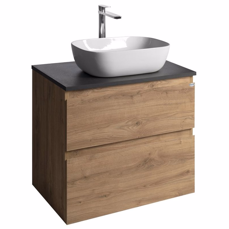 AQUALINE - ALTAIR skrinka s doskou 68 cm, dub emporio/antracit bridlica AI370-02