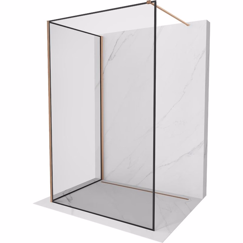 MEXEN/S - Kioto Sprchová zástena WALK-IN 120 x 90, čierny vzor, meď kartáčovaná 800-120-212-65-70-090