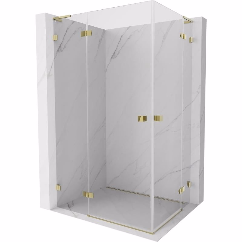 MEXEN/S - Lunar L Duo sprchový kút dvere krídlové 75 x 70, transparent, zlato 834L-075L-070P-50-00