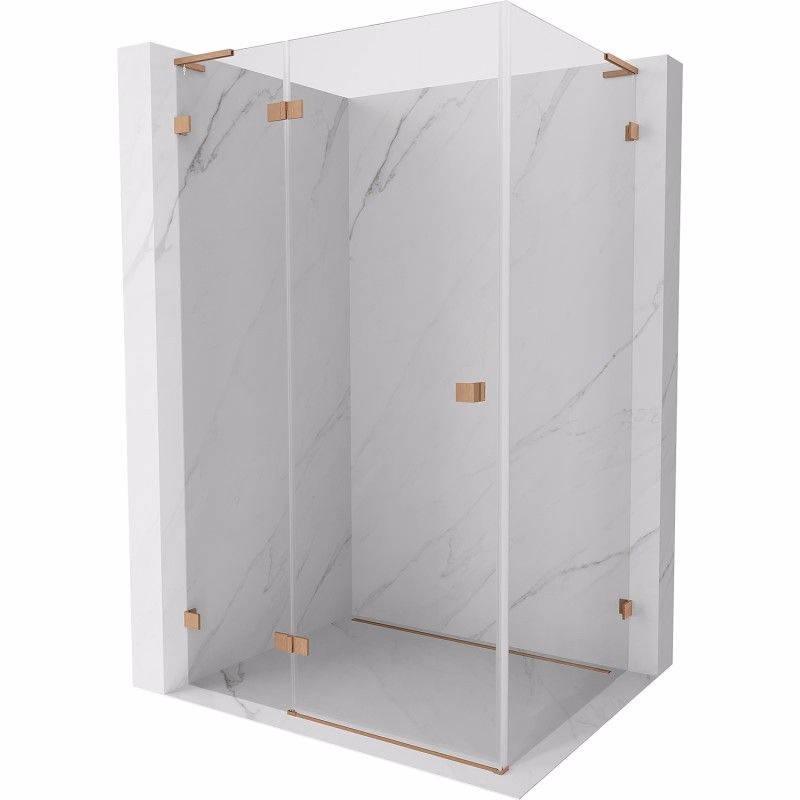 MEXEN/S - Lunar L sprchový kút dvere krídlové ľavá 95 x 90, transparent, meď kartáčovaná 834L-095-090-65-00-L