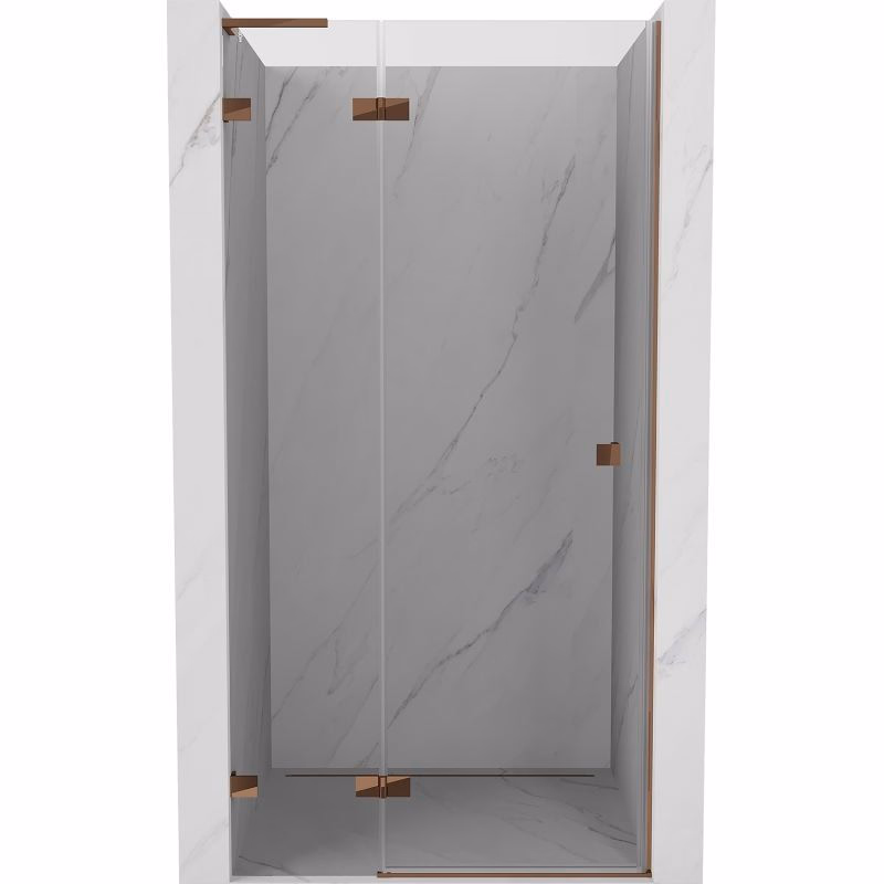 MEXEN/S - Lunar L sprchové dvere krídlové ľavé 90, transparent, ružové zlato 834L-090-000-60-00-L