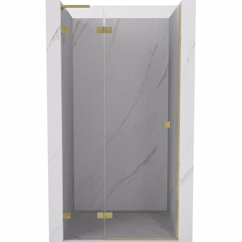 MEXEN/S - Lunar L sprchové dvere krídlové ľavé 125, transparent, zlatá kartáčovaná 834L-125-000-55-00-L