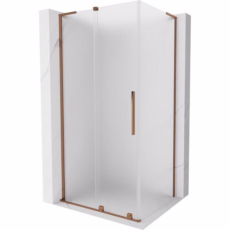 MEXEN/S - Velar L sprchovací kút, posuvné dvere 100 x 85, dekor, ružové zlato 871-100-085-33-60