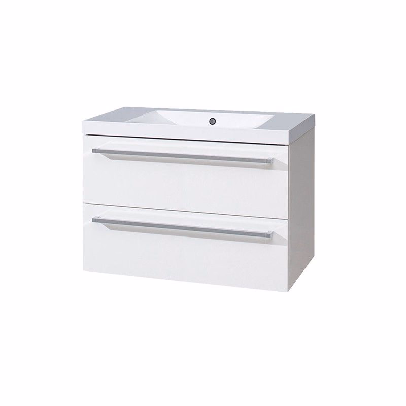 Mereo Bino, koupelnová skříňka s umyvadlem z litého mramoru 81 cm, biela CN661M