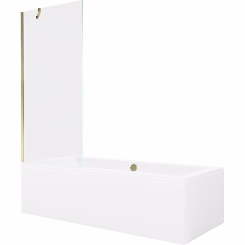 MEXEN/S - Cube obdĺžniková vaňa 170 x 80 cm s panelom + vaňová zástena 80, transparent, zlatá 550517080X9508000050
