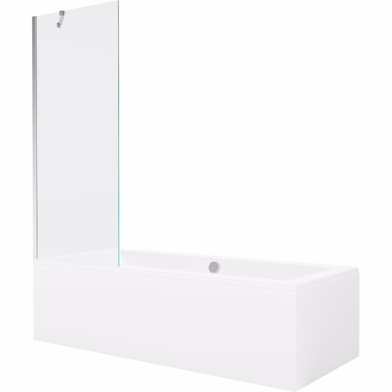 MEXEN/S - Cube obdĺžniková vaňa 170 x 80 cm s panelom + vaňová zástena 70, transparent, chróm 550517080X9507000001