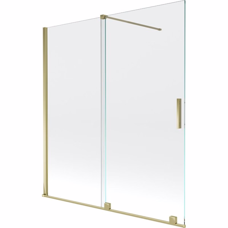 MEXEN/S - Velar Dvojkrídlová posuvná vaňová zástena 150 x 150, transparent, zlatá 896-150-000-01-50