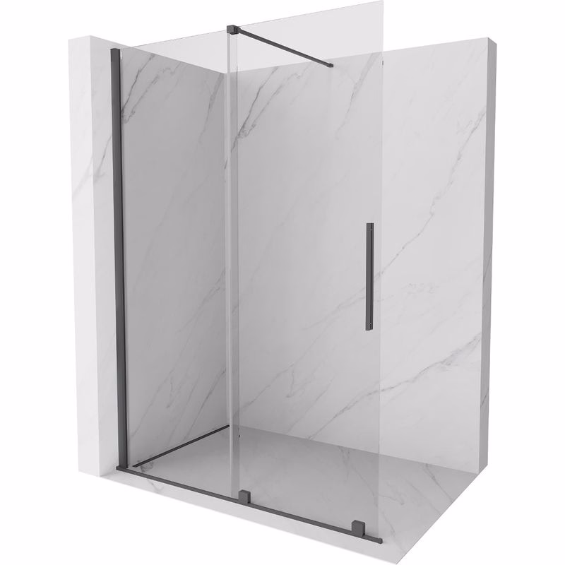 MEXEN/S - Velár posuvné sprchové dvere Walk-in 130, transparent, grafit kartáčovaná 871-130-000-03-66